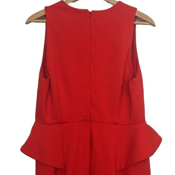 Red Dress Woman's Size XL Peplum Sleeveless High Low Hem Deep V-Neck Elliatt NEW - Picture 6 of 12